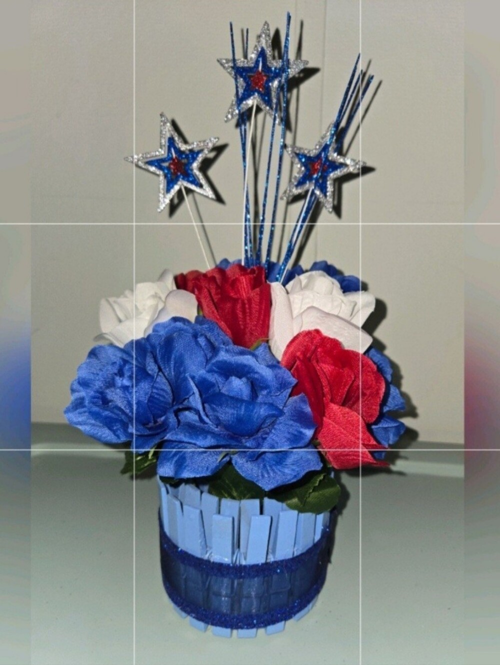 Patriotic Red White and Blue Floral Centerpiece - Unbranded